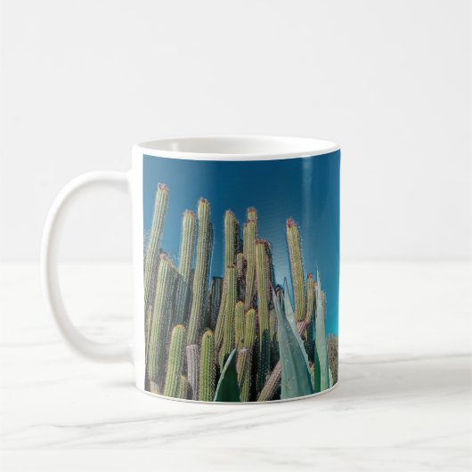 アフリカ砂漠のサボテンの植物とげのある梨 コーヒーマグカップ (左)