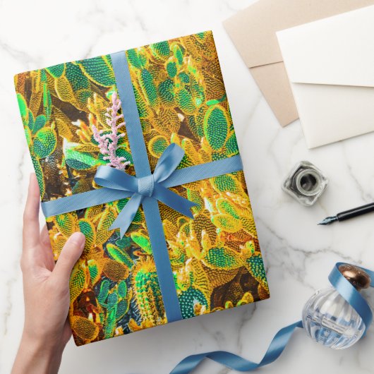 アフリカ砂漠のサボテンの植物とげのある梨 ラッピングペーパー (ギフト)