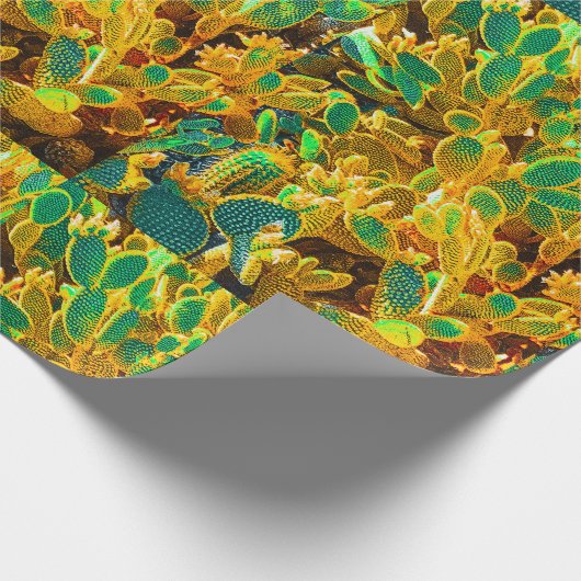 アフリカ砂漠のサボテンの植物とげのある梨 ラッピングペーパー (角)