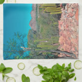 アフリカ砂漠の風景自然サボテン植物 キッチンタオル (折り畳み)