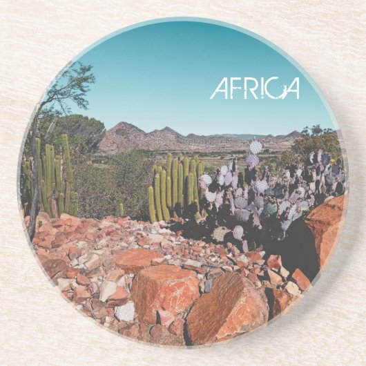 アフリカ砂漠の風景自然サボテン植物 コースター (正面)
