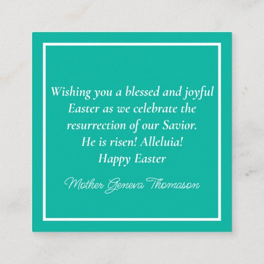 アフリカ祈系アメリカ人女性の宗教復活祭 エンクロージャーカード (裏面)