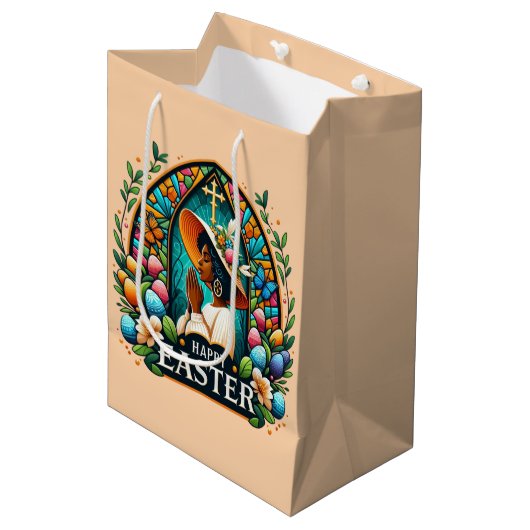 アフリカ祈系アメリカ人女性の宗教復活祭 ミディアムペーパーバッグ (正面アングル)