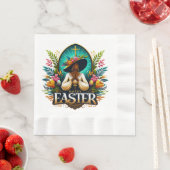 アフリカ祈系アメリカ人女性の宗教復活祭 縁ありランチョンナプキン (インサイチュ)