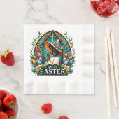 アフリカ祈系アメリカ人女性の宗教復活祭 縁ありランチョンナプキン (インサイチュ)