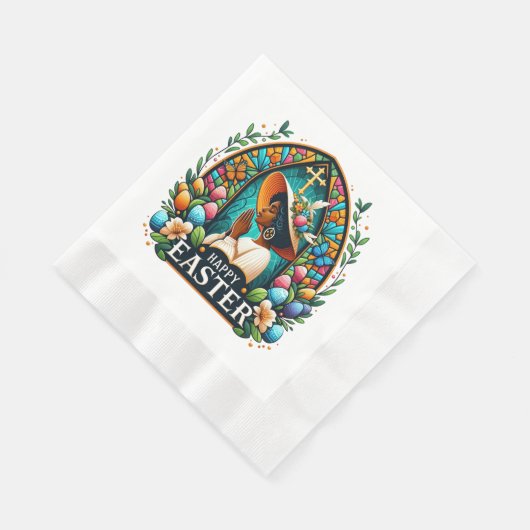 アフリカ祈系アメリカ人女性の宗教復活祭 縁ありランチョンナプキン (角)