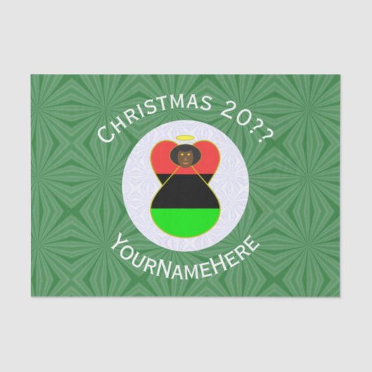 アフリカ米国国旗のクリスマスエンジェルパーソナライズされた 薄葉紙 (正面)