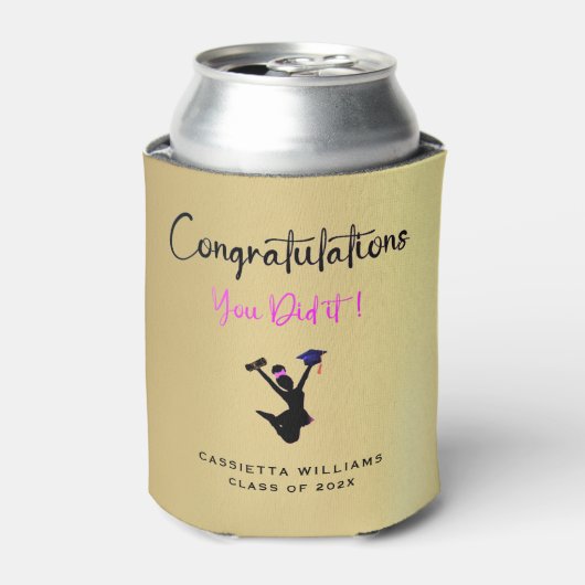 アフリカ系アメリカおめでとう金ゴールド卒業党 缶クーラー (缶正面)