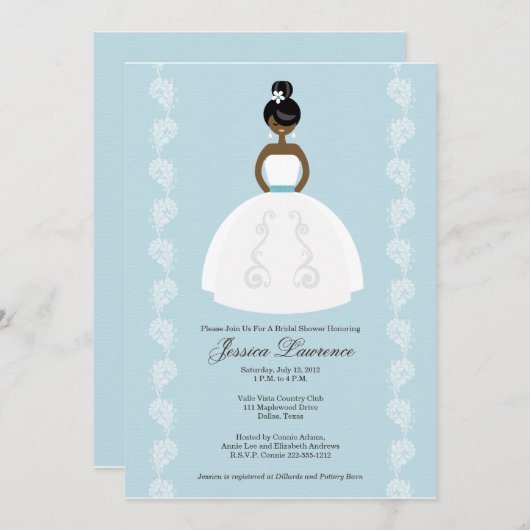 アフリカ系アメリカかわいらしブライダルシャワー招待状 招待状 (正面/裏面)