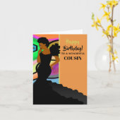 アフリカ系アメリカエレガント人いとこのハッピーバースデー カード (黄色い花)