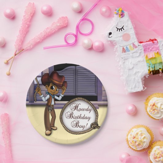 アフリカ系アメリカカウボーイ誕生日 ペーパープレート (パーティー)