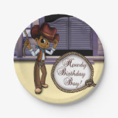 アフリカ系アメリカカウボーイ誕生日 ペーパープレート (正面)
