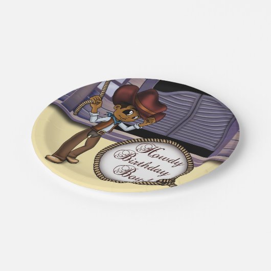 アフリカ系アメリカカウボーイ誕生日 ペーパープレート (アングル)