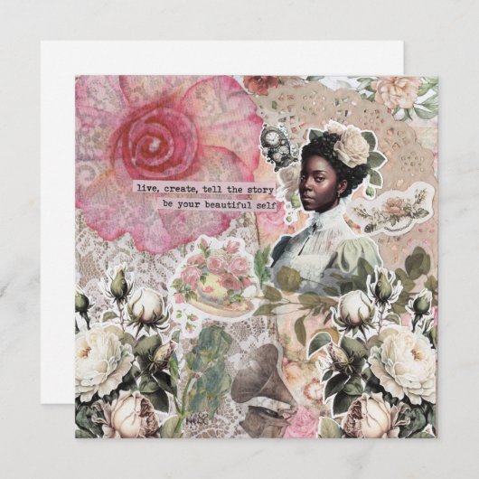 アフリカ系アメリカビクトリアン人フラットグリーティングカード (正面/裏面)