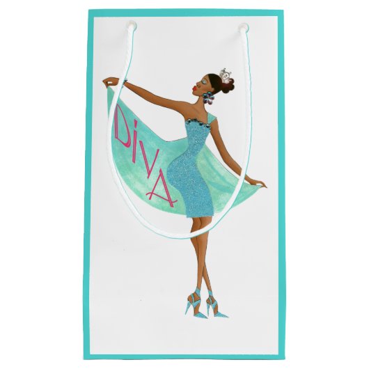 アフリカ系アメリカファッショニスタ人ディバ抱き枕 スモールペーパーバッグ (正面)