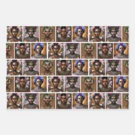 アフリカ系アメリカブラックゴッドセス誕生日 ラッピングペーパーシート