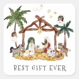 アフリカ系アメリカブラック出生クリスマス スクエアシール