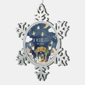 アフリカ系アメリカブラック出生クリスマス スノーフレークピューターオーナメント (右)