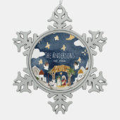 アフリカ系アメリカブラック出生クリスマス スノーフレークピューターオーナメント (正面)