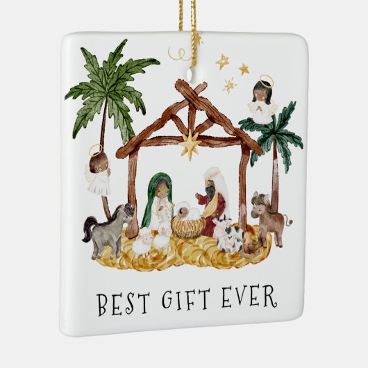 アフリカ系アメリカブラック出生クリスマス セラミックオーナメント (右)