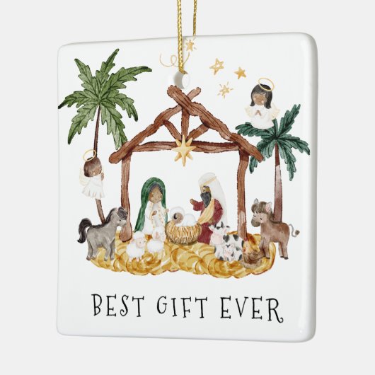 アフリカ系アメリカブラック出生クリスマス セラミックオーナメント (左)