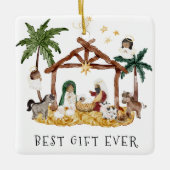 アフリカ系アメリカブラック出生クリスマス セラミックオーナメント (正面)