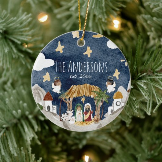 アフリカ系アメリカブラック出生クリスマス セラミックオーナメント (ツリー)