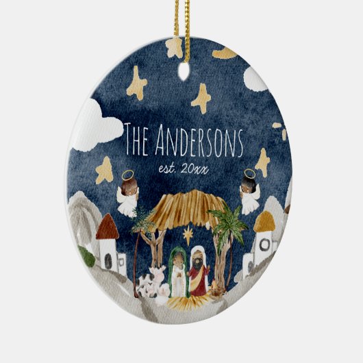 アフリカ系アメリカブラック出生クリスマス セラミックオーナメント (右)