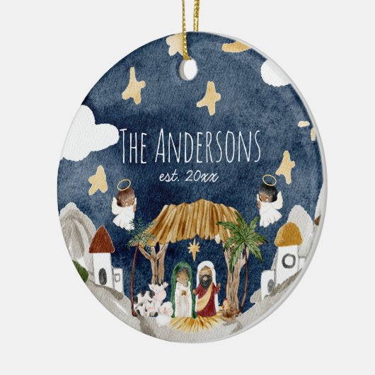 アフリカ系アメリカブラック出生クリスマス セラミックオーナメント (左)