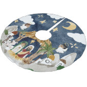 アフリカ系アメリカブラック出生クリスマス ブラッシュドポリエステルツリースカート (アングル)