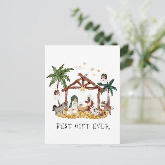 アフリカ系アメリカブラック出生クリスマス ポストカード (スタンド正面)