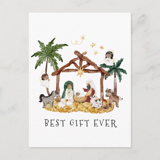 アフリカ系アメリカブラック出生クリスマス ポストカード (正面)