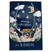 アフリカ系アメリカブラック出生クリスマス ミディアムペーパーバッグ (正面)