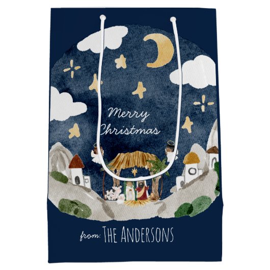 アフリカ系アメリカブラック出生クリスマス ミディアムペーパーバッグ (裏面)