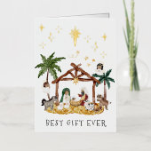 アフリカ系アメリカブラック出生クリスマス 箔グリーティングカード (正面)