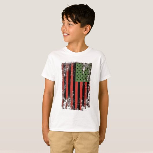 アフリカ系アメリカプライド国旗 – Pan-African Green Re Tシャツ (正面フル)