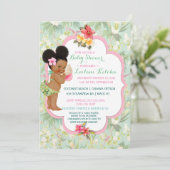 アフリカ系アメリカベビー熱帯ルアウ（ハワイ式宴会）ハワイアン 招待状 (スタンド正面)