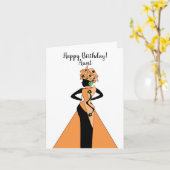 アフリカ系アメリカンアフロセントリック叔母誕生日カード カード (黄色い花)