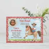 アフリカ系アメリカンカウボーイホース子供の誕生日パーティー 招待状 (スタンド正面)