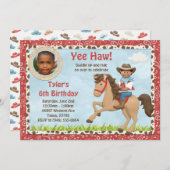 アフリカ系アメリカンカウボーイホース子供の誕生日パーティー 招待状 (正面/裏面)