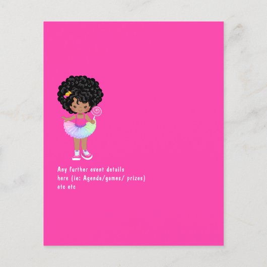 アフリカ系アメリカンキャンディランドガールバースデーパーティー チラシ (裏面)