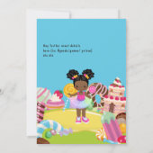 アフリカ系アメリカンキャンディランドガールバースデーパーティー 招待状 (裏面)