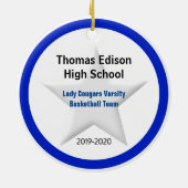 アフリカ系アメリカンバスケットボール選手,ホワイト&ブルー セラミックオーナメント (裏面)