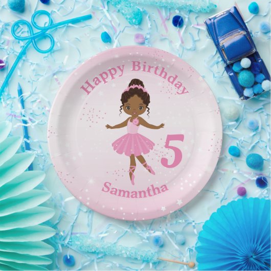 アフリカ系アメリカンバレリーナ誕生日紙プレート ペーパープレート (パーティー)