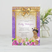 アフリカ系アメリカンパープルベビーシャワーカード 招待状 (スタンド正面)