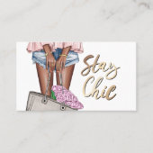 アフリカ系アメリカンピンクとブルーデニムフローラブシン 名刺 (正面)