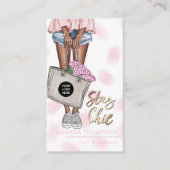 アフリカ系アメリカンピンクとブルーデニムフローラブシン 名刺 (正面)