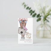 アフリカ系アメリカンピンクとブルーデニムフローラ 名刺 (スタンド正面)