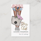 アフリカ系アメリカンピンクとブルーデニムフローラ 名刺 (正面)