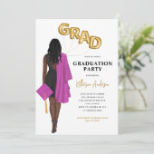 アフリカ系アメリカンピンク卒業招待状 招待状 (スタンド正面)